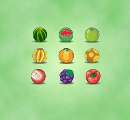 一组手机游戏蔬菜水果主题图