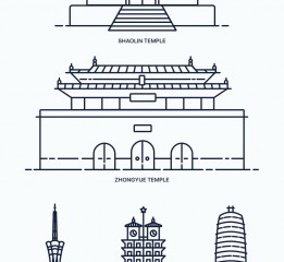 城市地標建筑插畫設計