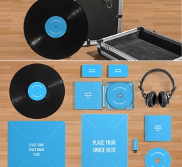 《唱片和專輯海報PSD模板 Vinyl Record & Album Cover Mock-ups》