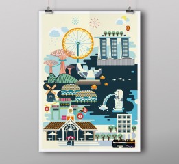 Singapore Impression 新加坡印象 图案插画海报