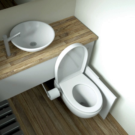 隐藏在水槽下面的旋转式马桶设计,小浴室也能高大上!