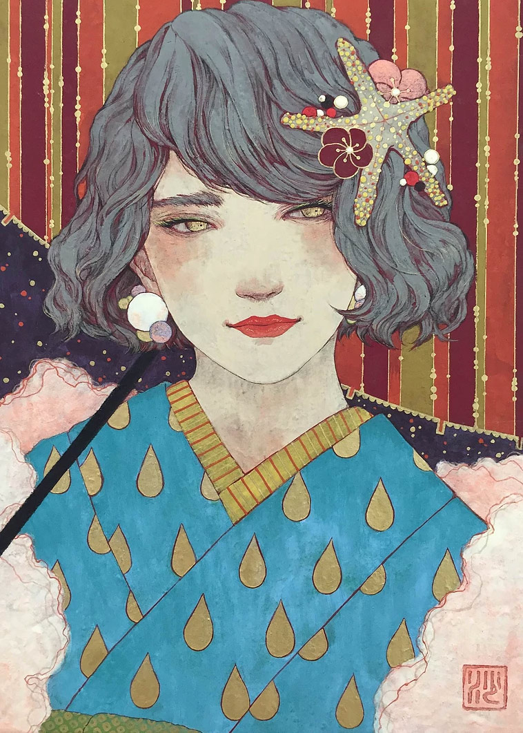 唯美复古风,艺术家sanami shimada 人物插画作品